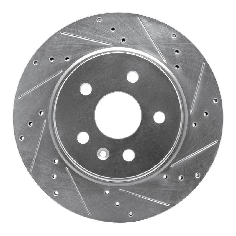 Buick Regal Brake Rotor (1) - Rear Right - R1 Concepts - Drilled & Slotted - Silver - `10-`25